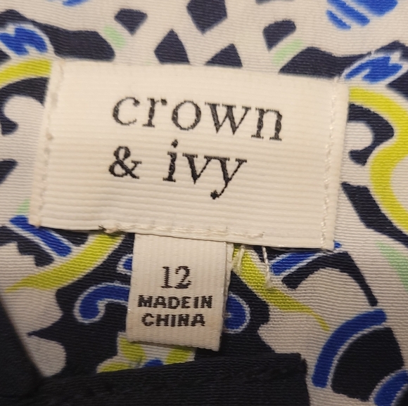 Crown & Ivy Navy Blue Patterned Dress - Size 12 - Picture 5 of 9